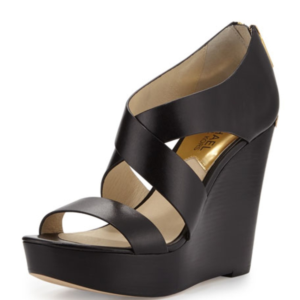 MICHAEL Michael Kors Elena Leather Wedge Sandal